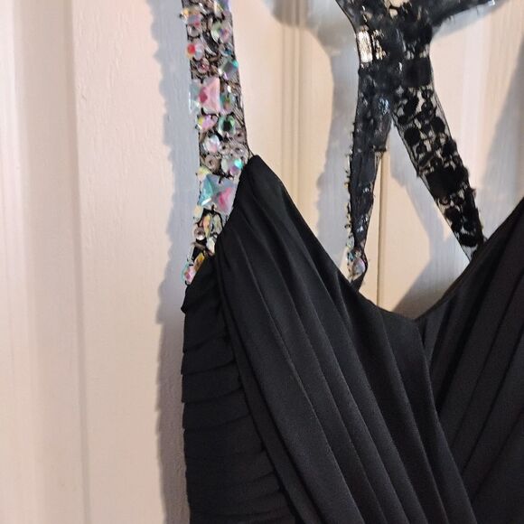 City Triangles Black Silver Halter Maxi Dress - Picture 4 of 11